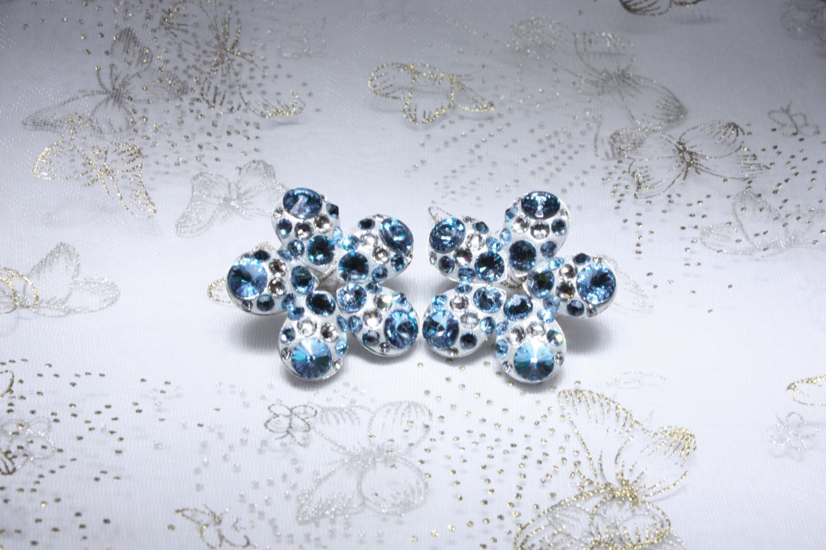 Modré kytičkové náušnice