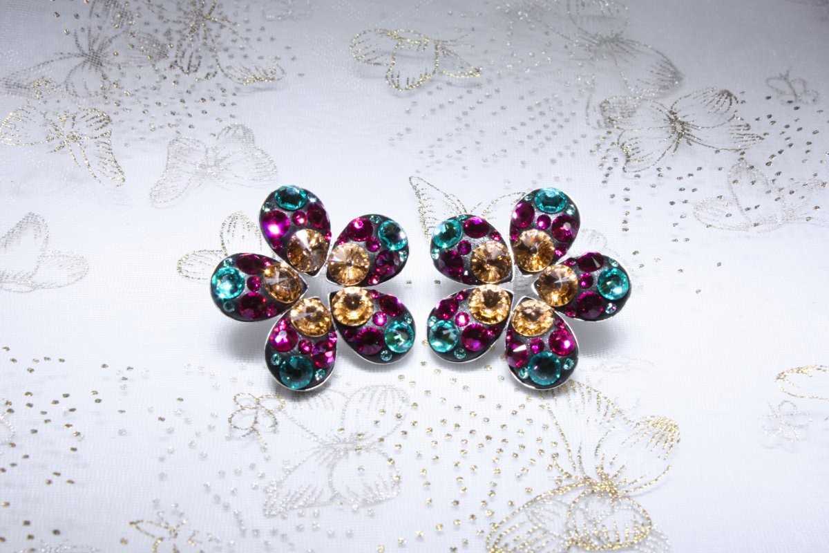 Barevné kytičkové náušnice 