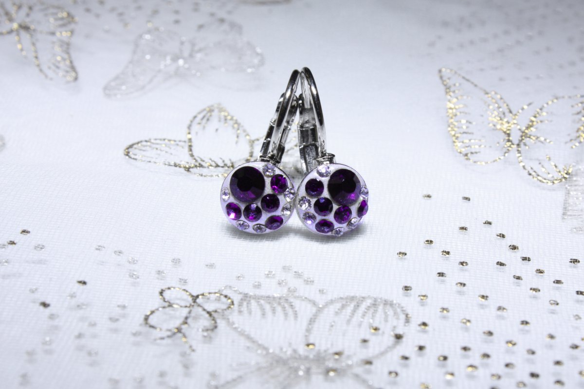 Bílo-ametystové dětské náušnice