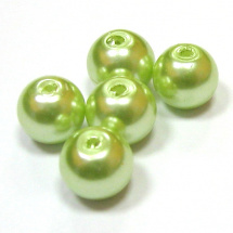Perla vosková 8 mm - žlutozelená - 10 ks