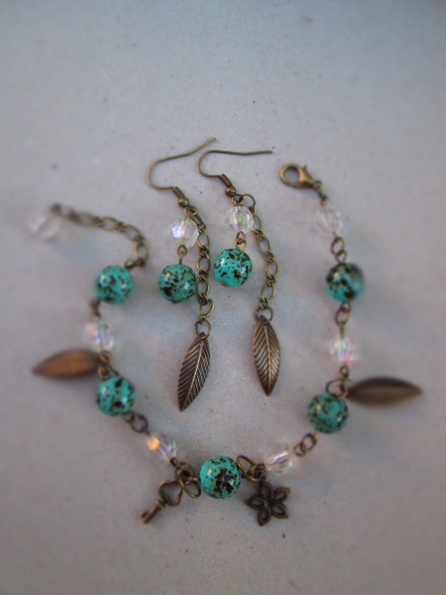 náramek+náušnice lístek