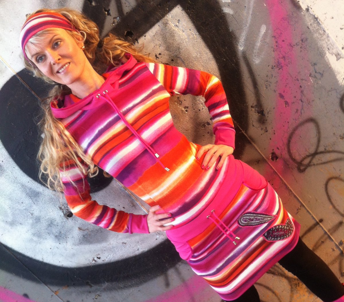 Mikinkové šatky duha s šátkem VEL 36/38