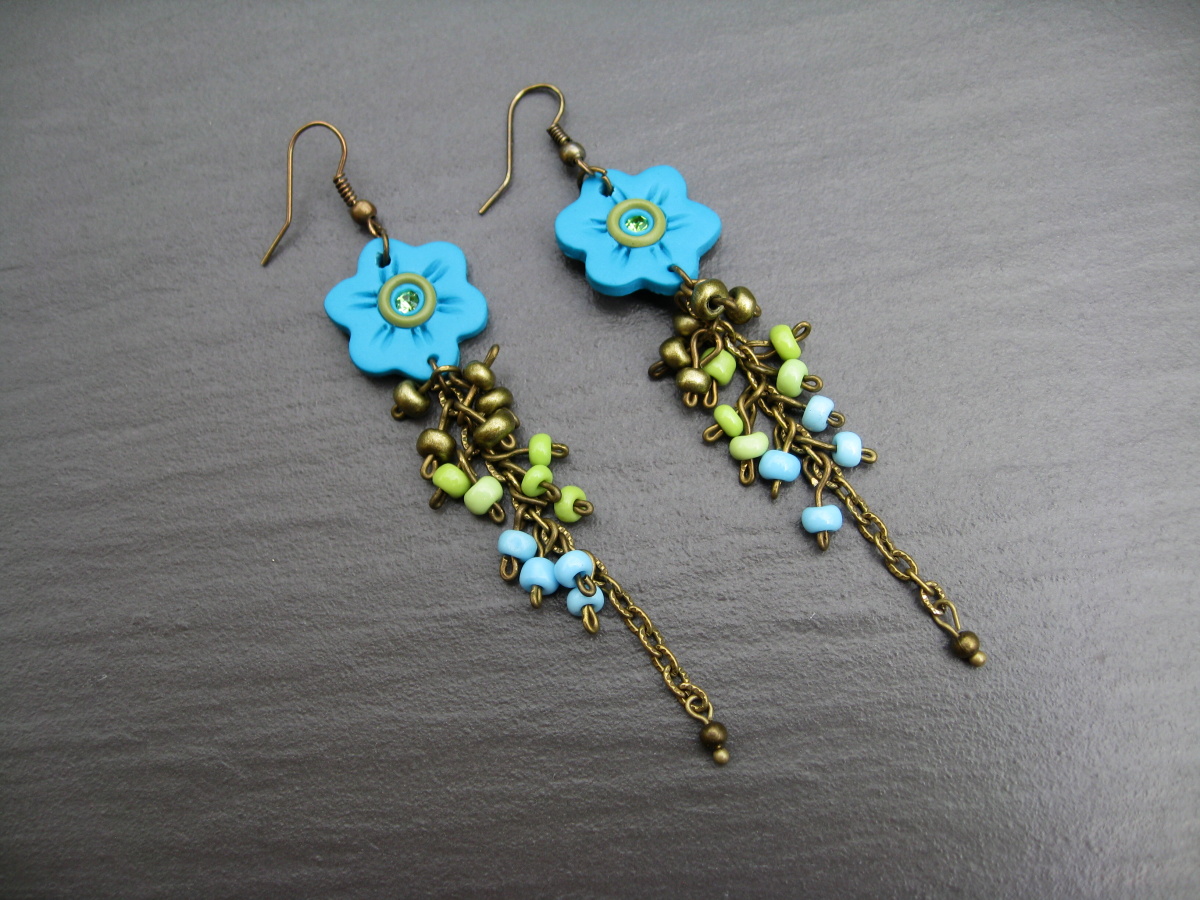 Kytičky s perličkami tyrkys