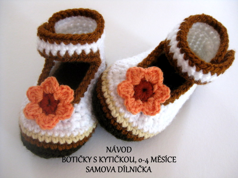 NÁVOD S kytičkou - háčkované botičky 