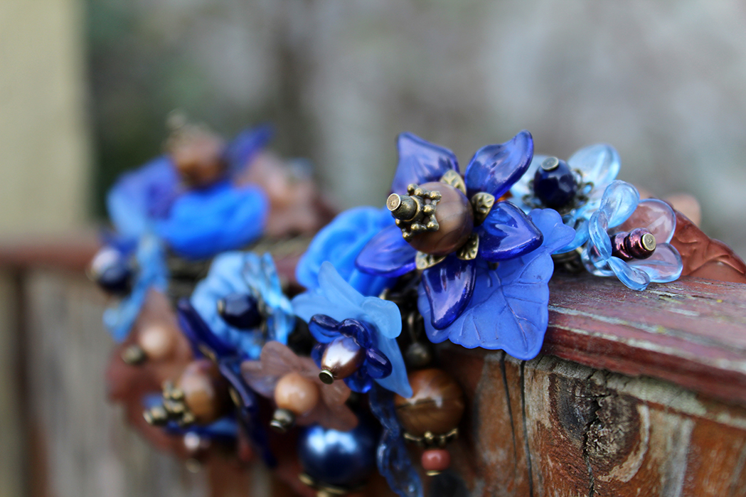 Velký květ. náhrdelník "Modré z nebe"