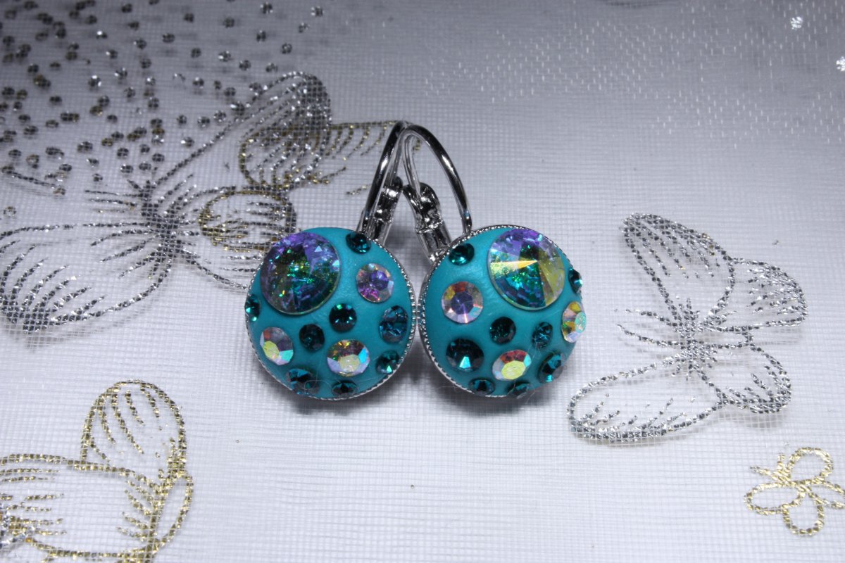 Duhové tyrkysové náušnice