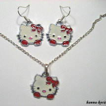 Souprava - náhrdelník + naušnice - Hello Kitty