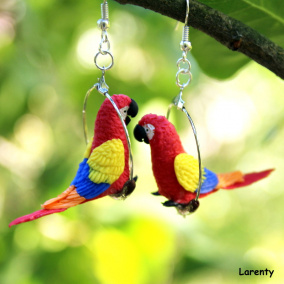 papoušek Ara barevný - naušnice 2