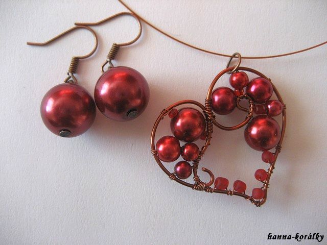 Srdce - srdíčko - náhrdelník + náušnice