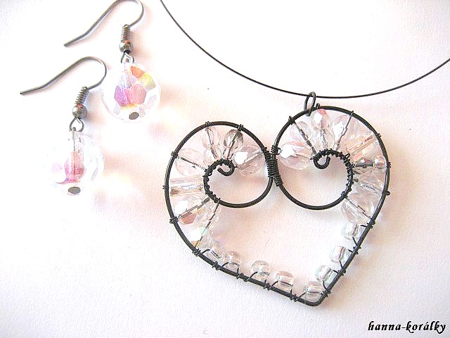 Srdce - srdíčko - náhrdelník + náušnice
