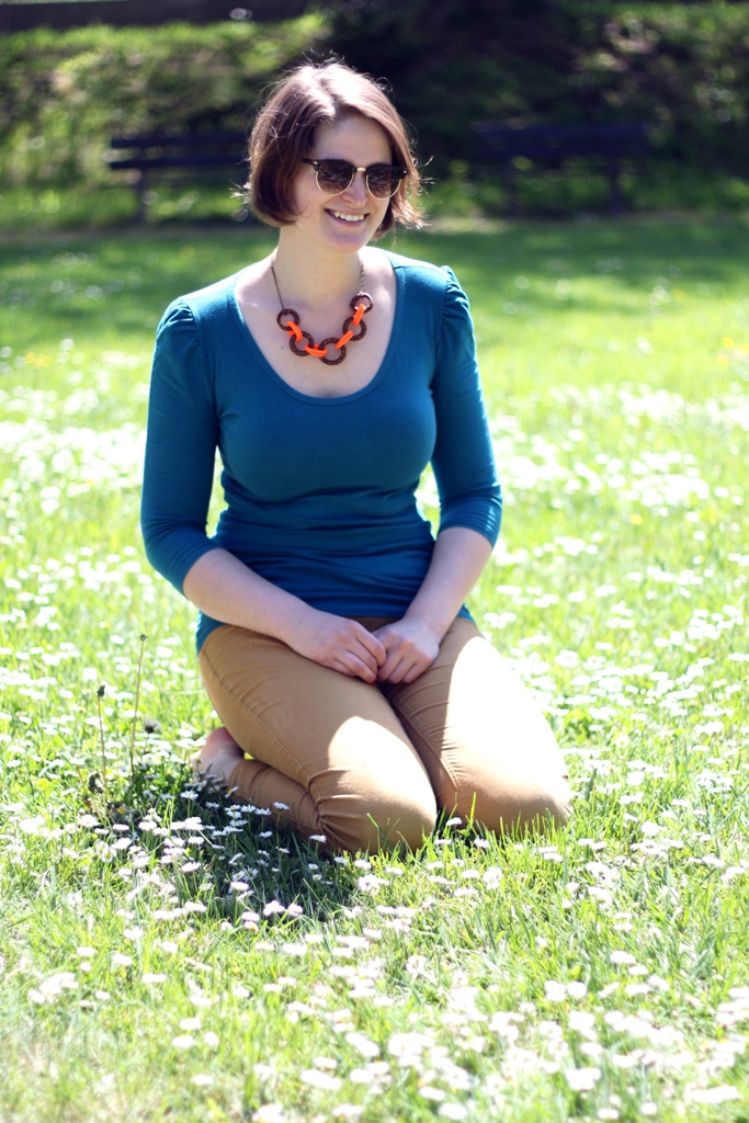 Náhrdelník - neonově oranžová, černá