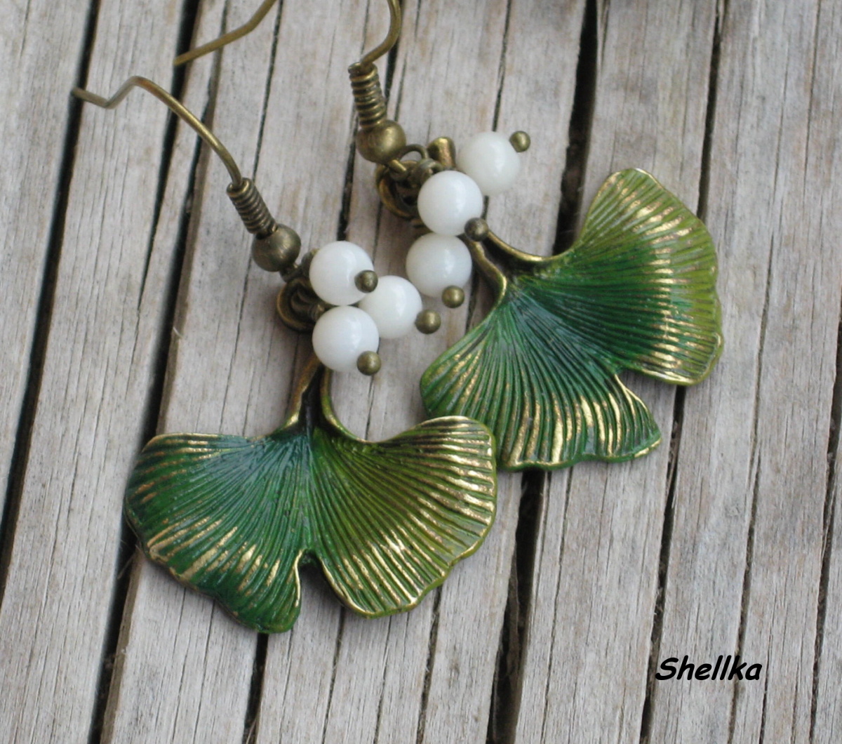 Náušnice s listy ginka