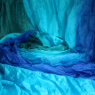 hedvábný pléd zeleno-modro-tyrkysový