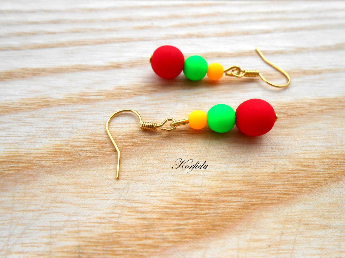 Náušnice neonky červená+zelená+oranžová (626/16)