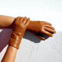 Rezavé dámské kožené rukavice s vlněnou podšívkou