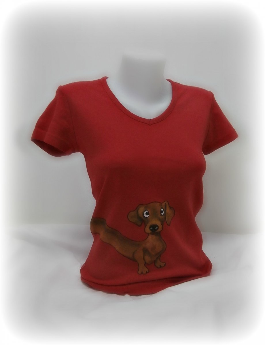 originální ručně malované tričko - jezevčík