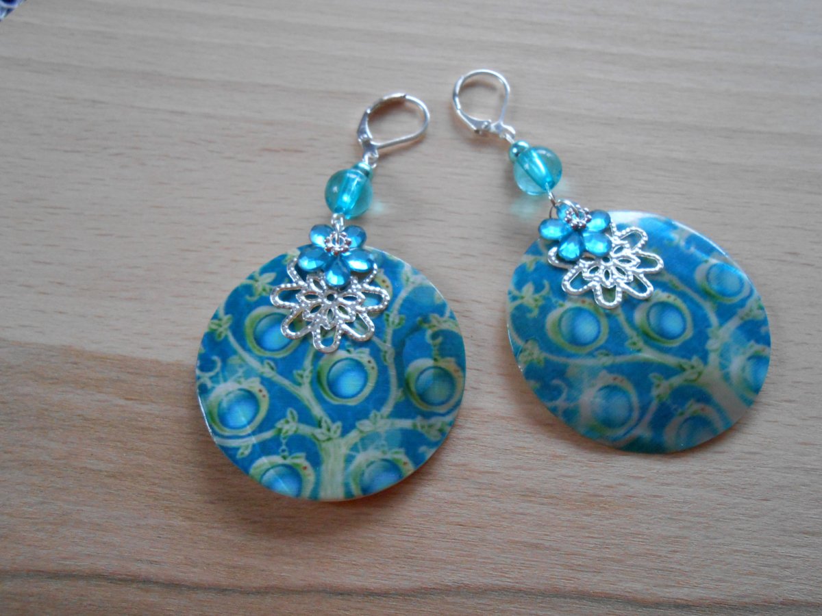 Náušnice perleť do tyrkysova (106/16)