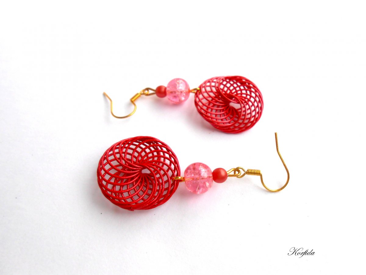 Náušnice spirálky červené (63/19)