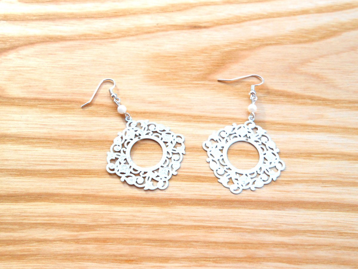 Náušnice čtverečky bílé (172-17)