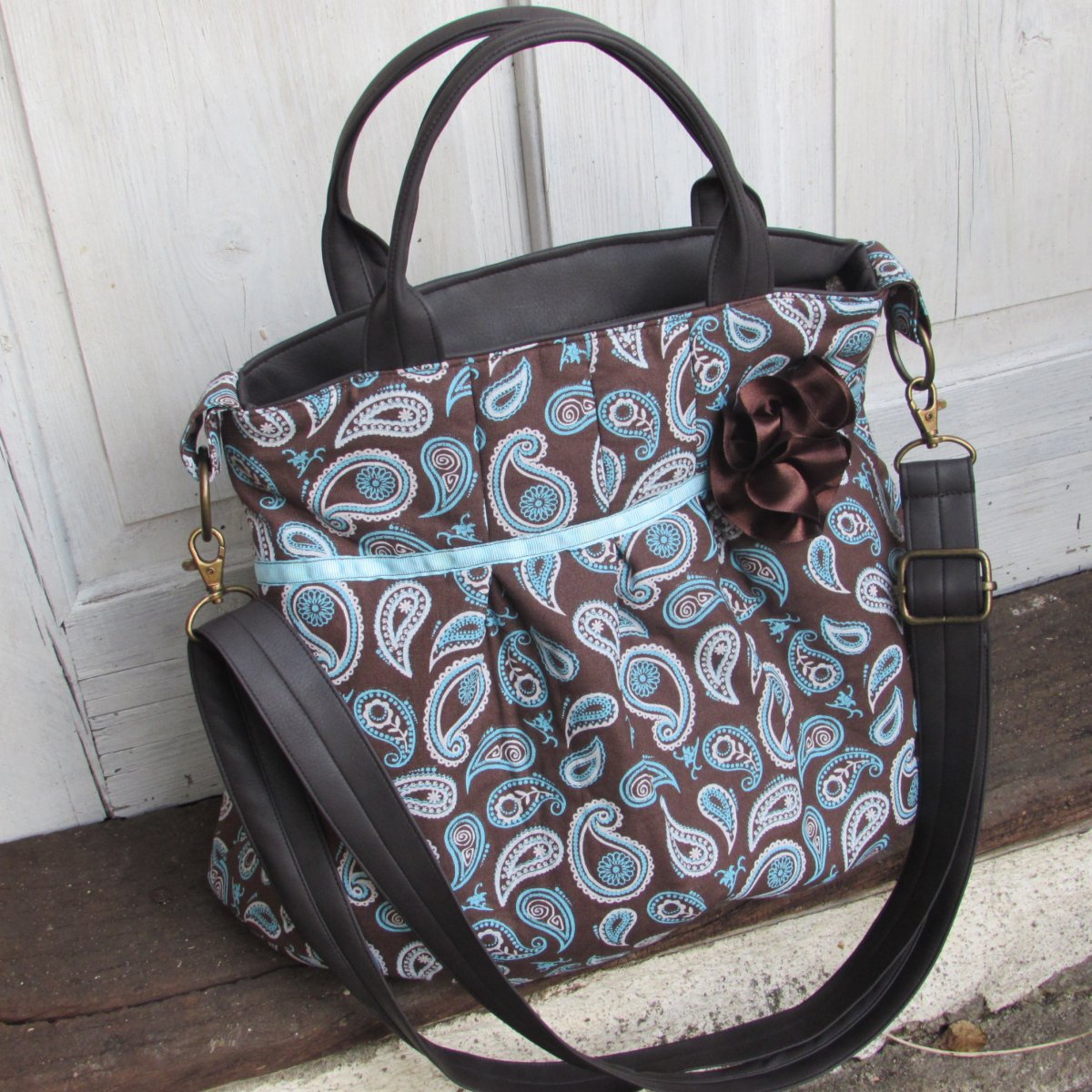 kabelka hnědomodrá