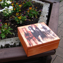 Dřevěná krabička - Nad stádem koní
