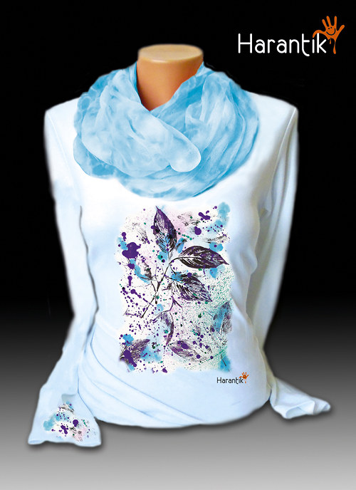 Dámské tričko + šál – "Podzimní variace" /ve vel. na přånī