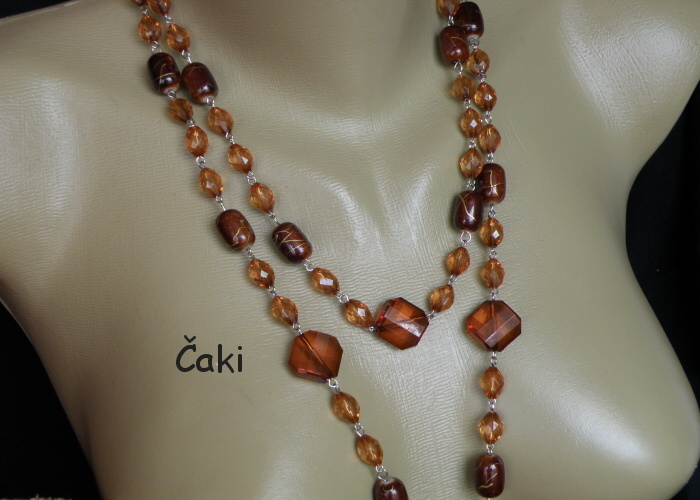 Náhrdelník - korálky-dlouhý-do hněda