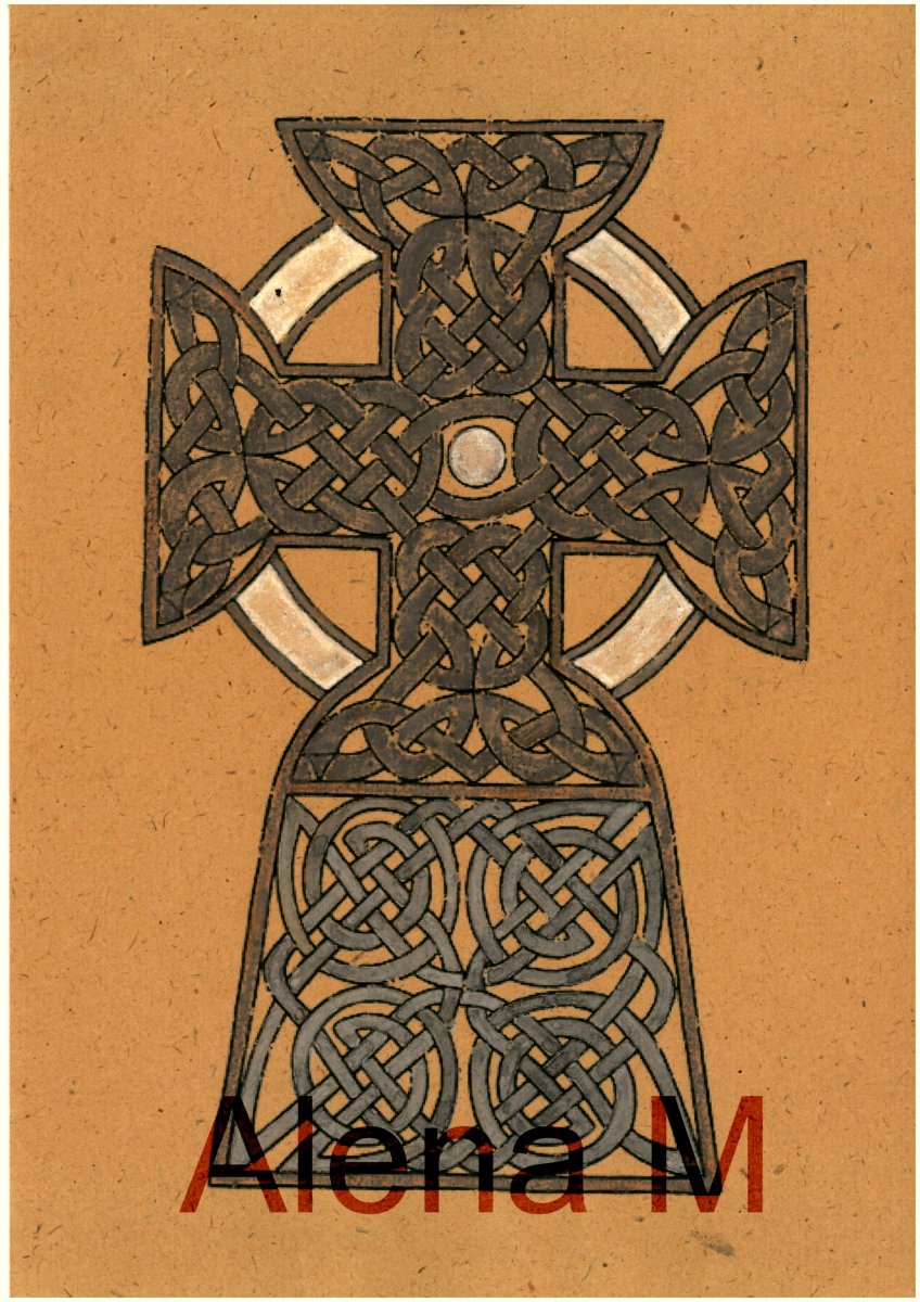 Keltský kříž II - akvarel