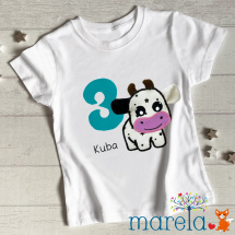 Dětské narozeninové tričko s kravičkou