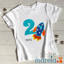 Dětské narozeninové tričko s raketou