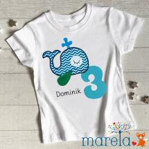 Dětské narozeninové tričko s velrybou