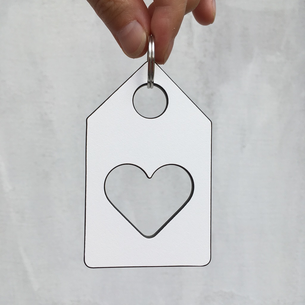 klíčenka srdce domova - bílé