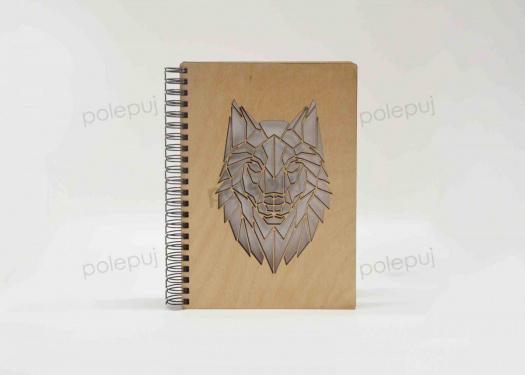 Vlk - sešit s dřevěnými deskami - W028
