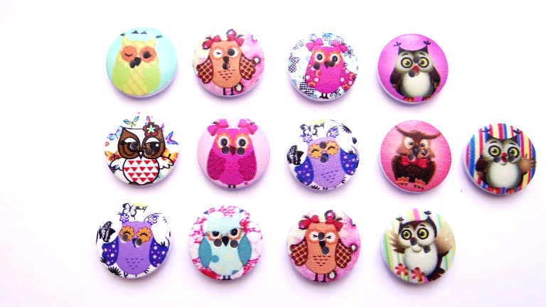 knoflík kulatý sovička 2 2ks  KND0022