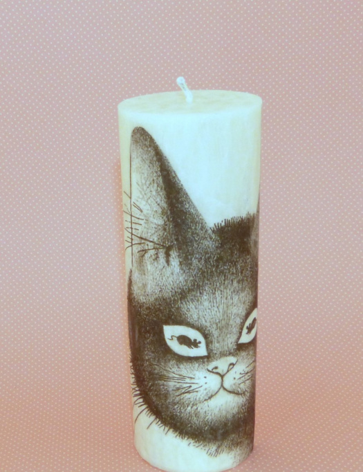 Zdobená svíčka - kočka 2