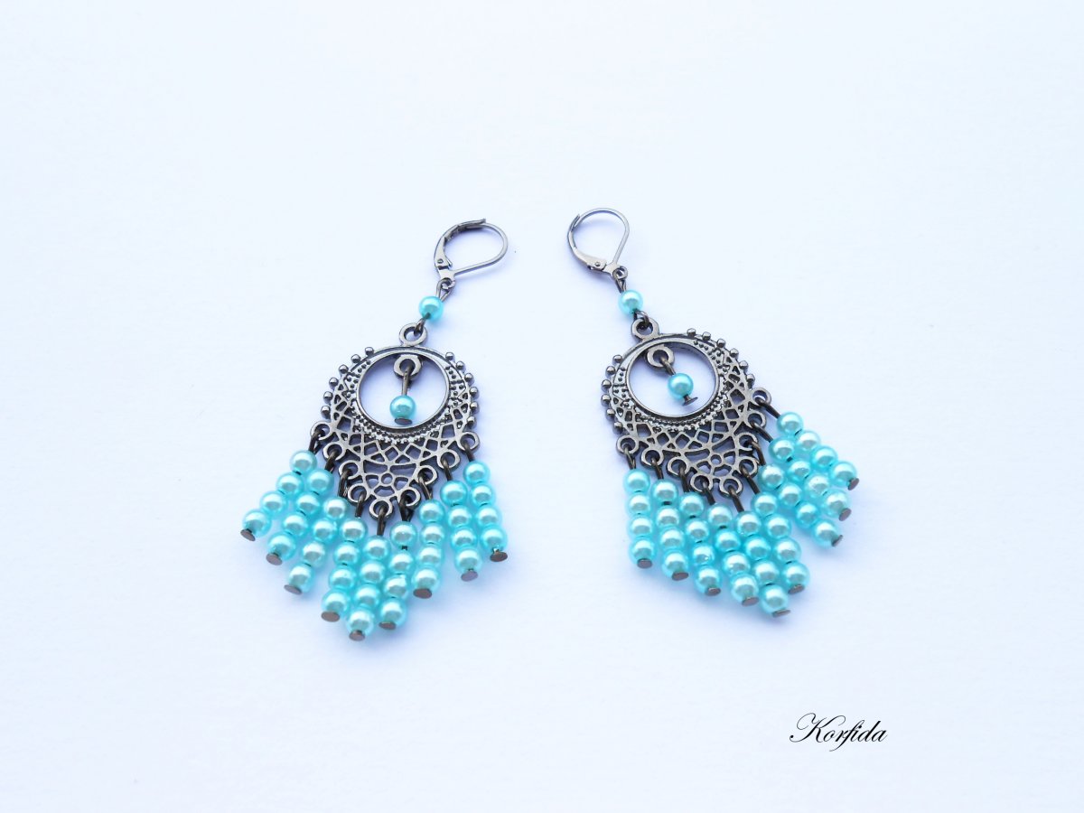 Náušnice starobylé s modrou (68/17)