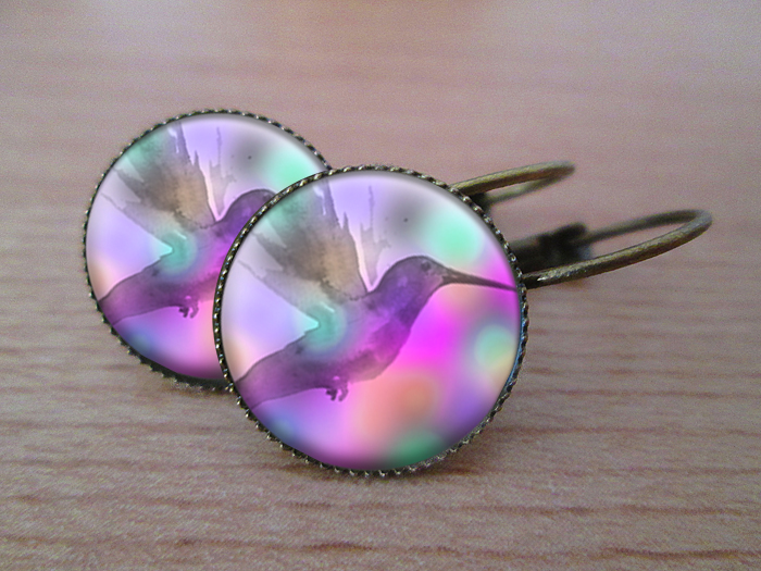 VINTAGE VISACÍ NÁUŠNICE -V zemi kolibříků