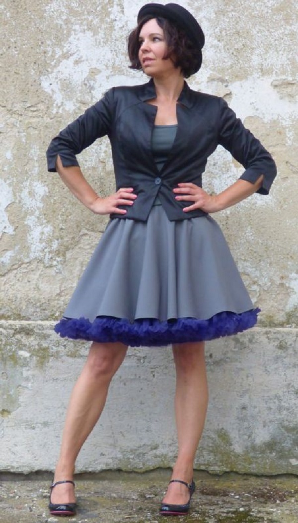 FuFu sukně šedá s modrou spodničkou