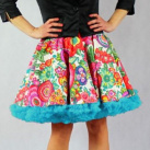 FuFu sukně květovaná1 s tyrkysovou spodničkou