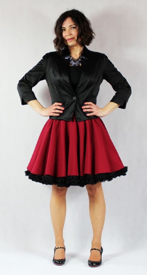 FuFu sukně bordó s černou spodničkou