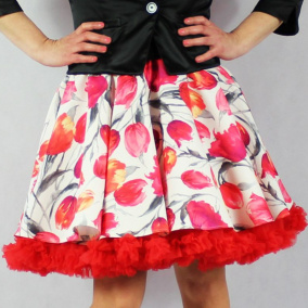 FuFu sukně tulipány s červenou spodničkou