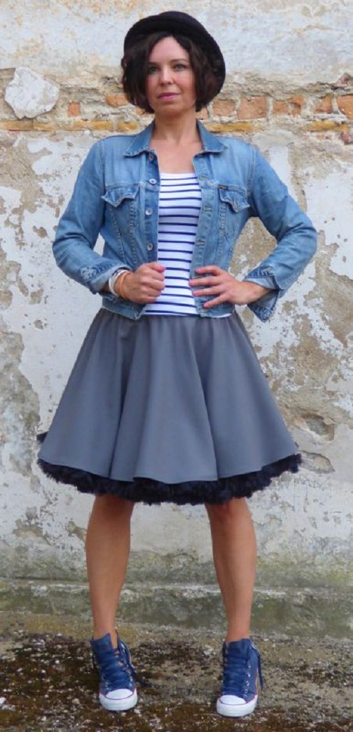 FuFu sukně šedá s černou spodničkou