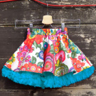 Mini verze FuFu sukně květovaná1 s tyrkysovou spodničkou