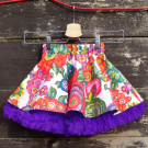 Mini verze FuFu sukně květovaná1 s fialovou spodničkou