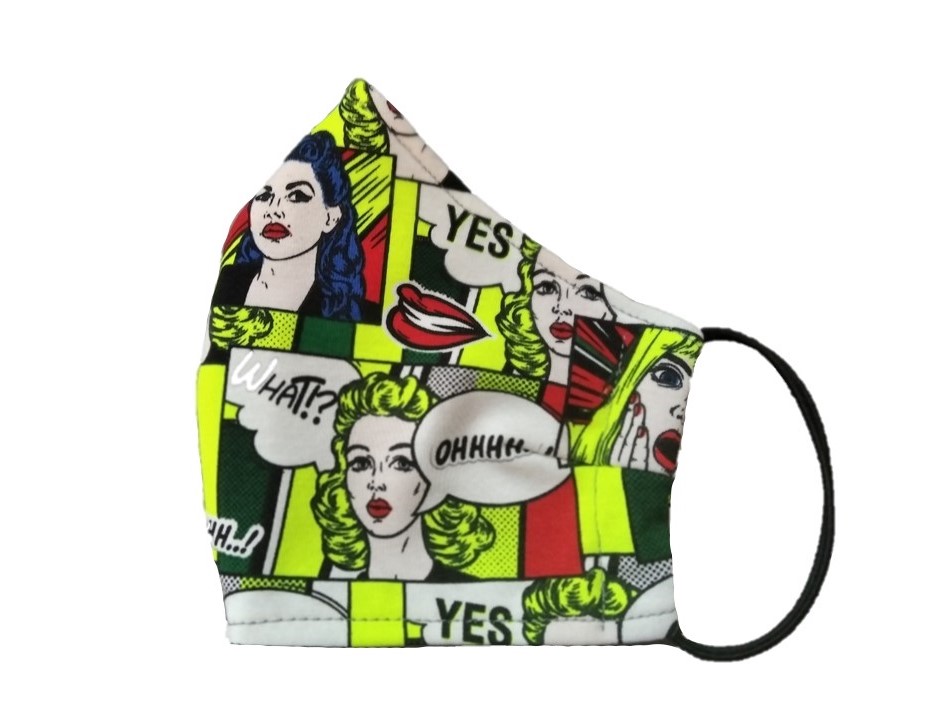 Rouška dámská - komiks neon 