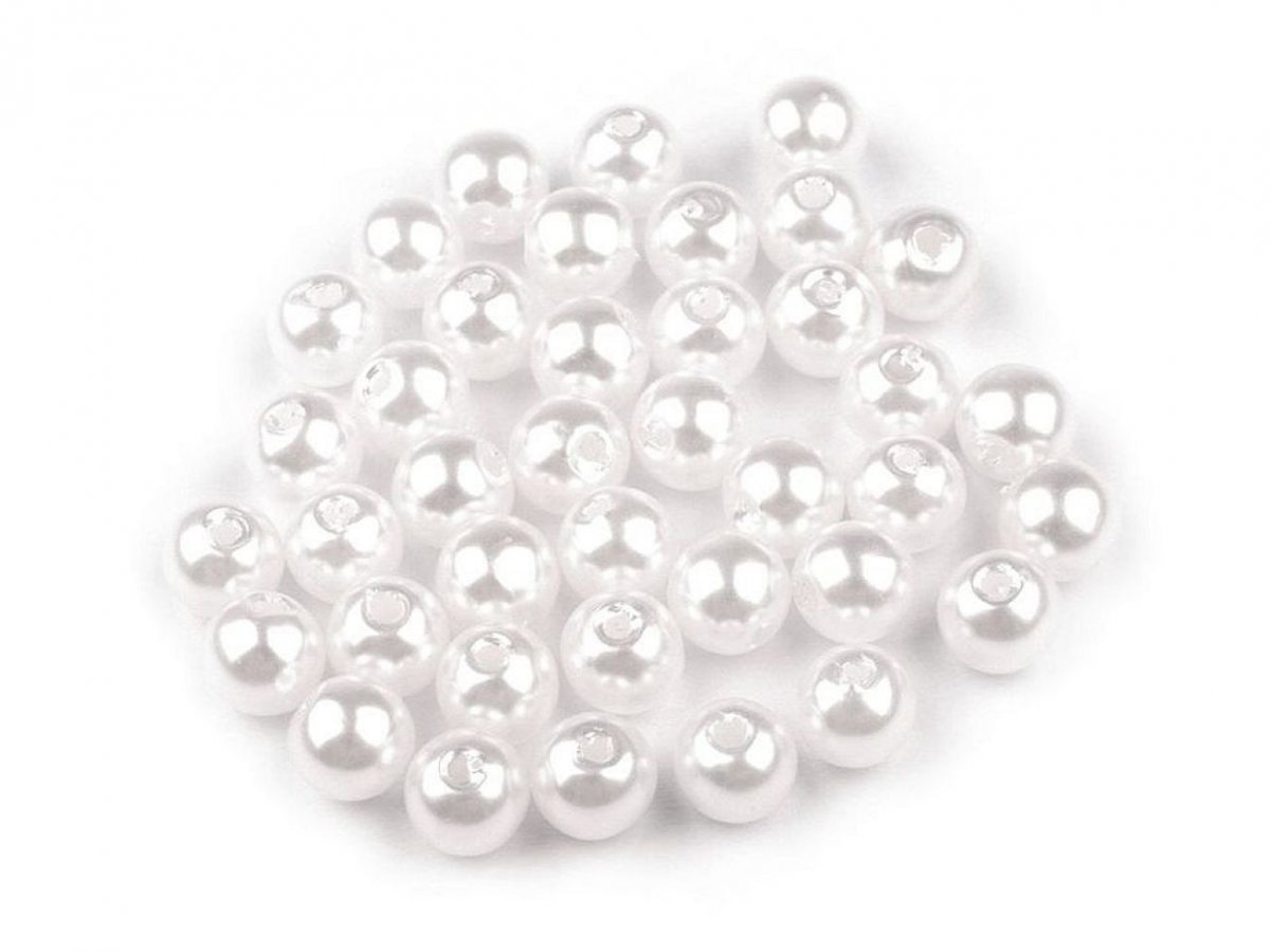 Plastové voskové korálky 6 mm (20g) - bílá