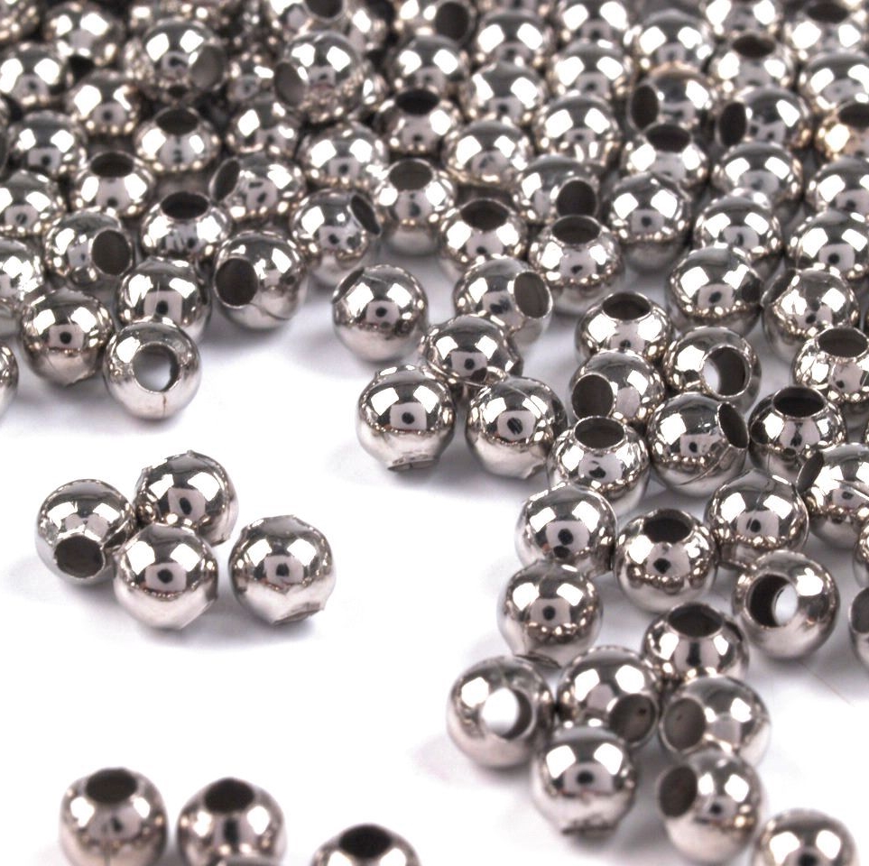 Kovové korálky - kuličky 3 mm - 50 ks - platinové