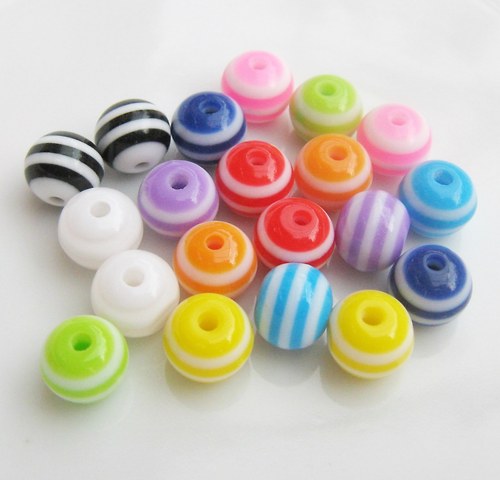 Pruhované kuličky mix 8 mm 20 ks