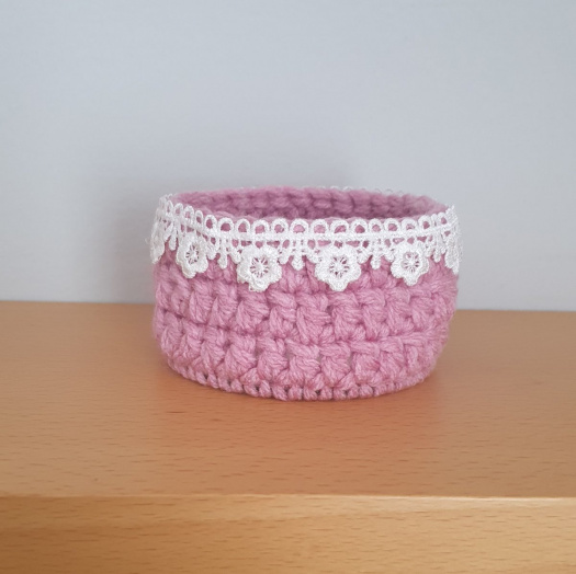 Košíček s krajkou růžový