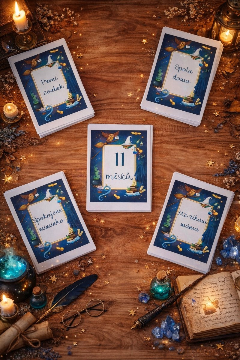 Milníkové kartičky pro miminko – motiv Kouzelníci
